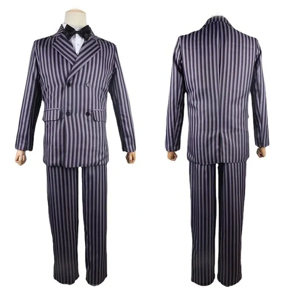 Men's Striped Suit Costume - Black and Gray - Picture 1 of 2